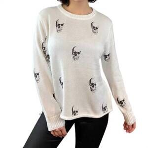 NEW MIRACLE ahoy skull sweater in white
